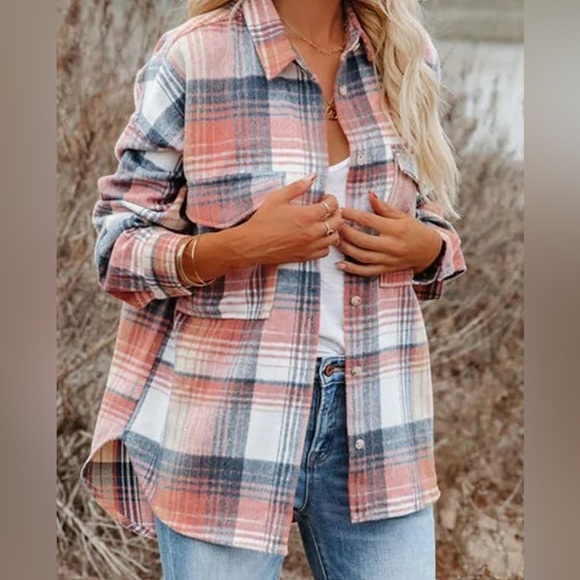 NWT ACOA COLLECTION BALBOA PLAID WOOL BLEND SHACKET - MAUVE💖MULTI, Sz.S, BNWTIB - Picture 2 of 8